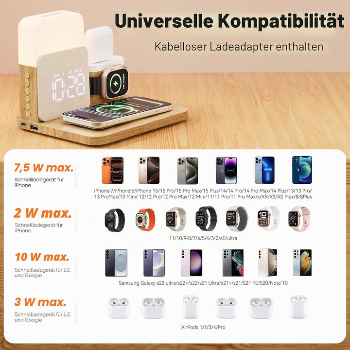 5 in 1 Induktive Ladestation für A-pple Watch und Phone 17/16/15/14-11 Serie und air-pods, 15W Wirel