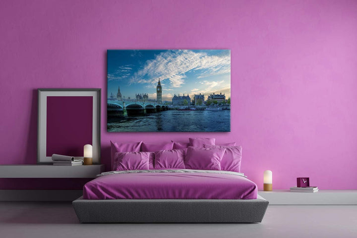 deyoli Skyline London Format: 80x60 als Leinwandbild, Motiv fertig gerahmt auf Echtholzrahmen, Hochw
