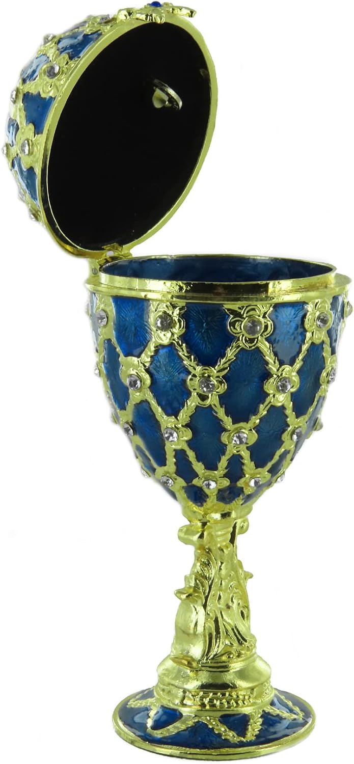 Lutèce Créations Musikalisches Ei/Schmuckei im Fabergé-Stil aus Metall mit Spieluhr, Vergoldungen, S