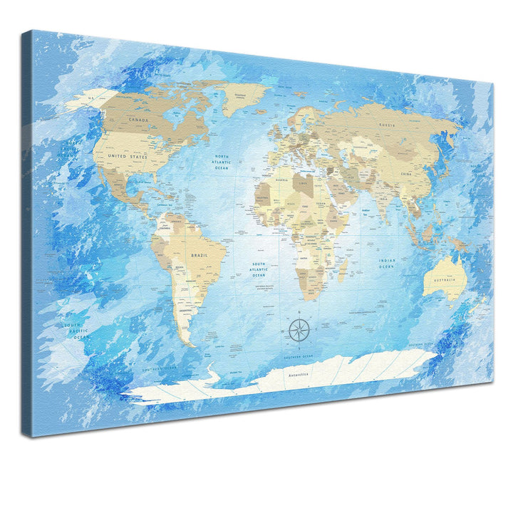 Worldmap Frozen, 100 x 70 cm, einteilig, Premium ohne Kork, englisch Frozen 100 x 70 cm, einteilig,