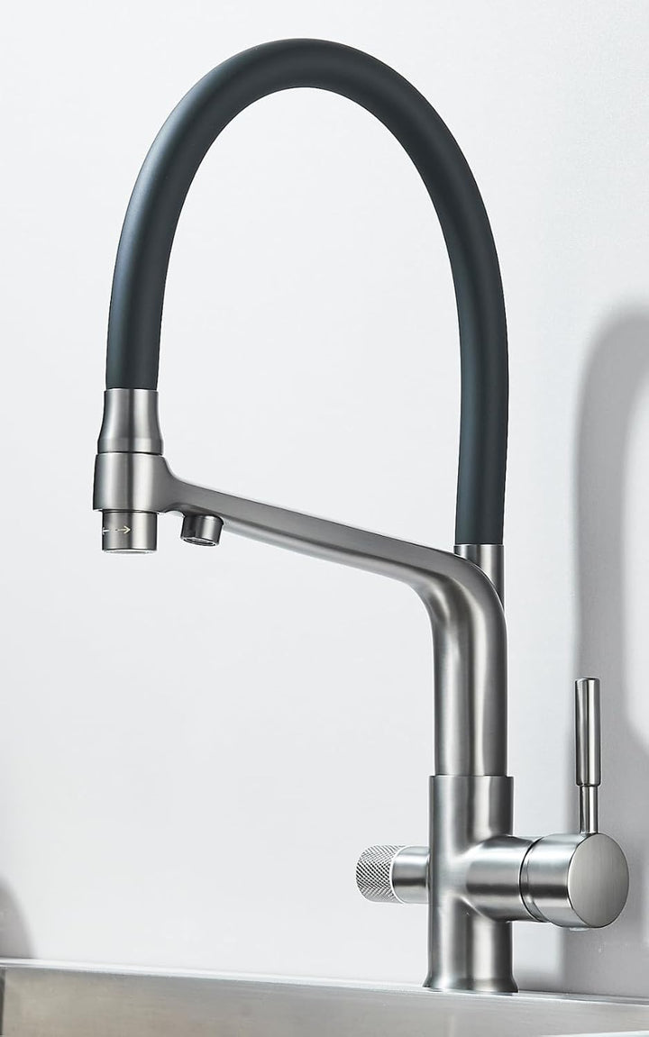3-Wege Küchenarmatur FLEXIBLE mit herausziehbarer Brause, separater Trinkwasserleitung für Wasserfil
