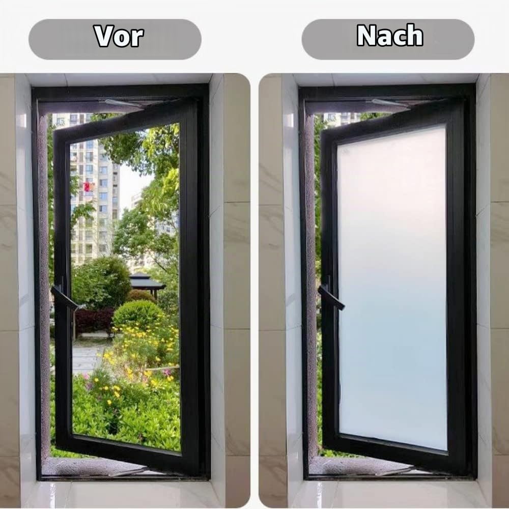 Fensterfolie Selbsthaftend Blickdicht, Milchglasfolie 50x200 cm, Sichtschutzfolie Fenster Selbstkleb