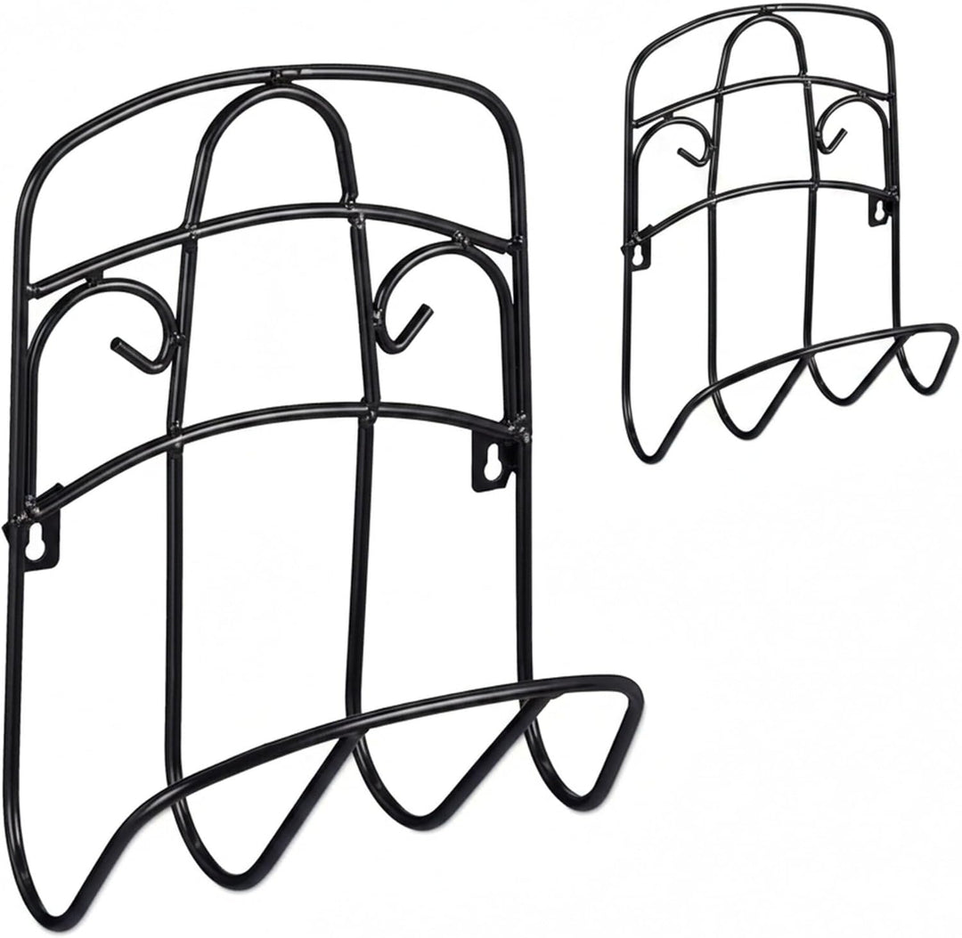 Relaxdays Schlauchhalter Wand, für 38 m 5/8'' Schlauch, Gartenschlauchhalterung, Metall Wasserschlau