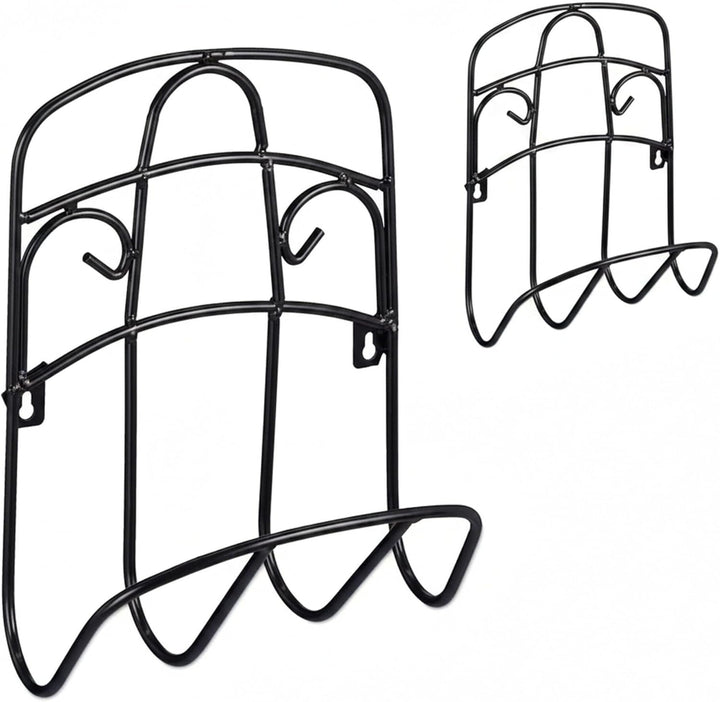 Relaxdays Schlauchhalter Wand, für 38 m 5/8'' Schlauch, Gartenschlauchhalterung, Metall Wasserschlau