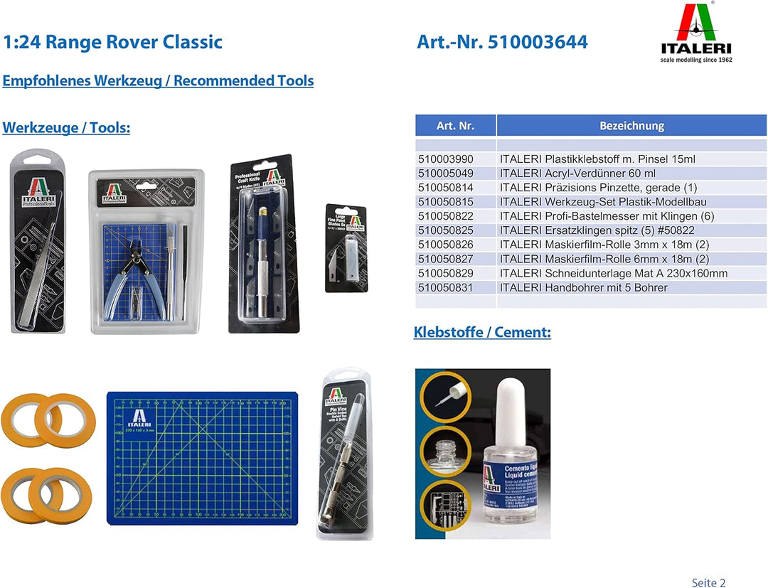 Italeri 3644S Land Rover 1:24 Range Classic, originalgetreue Nachbildung, Modellbau, Basteln, Hobby,