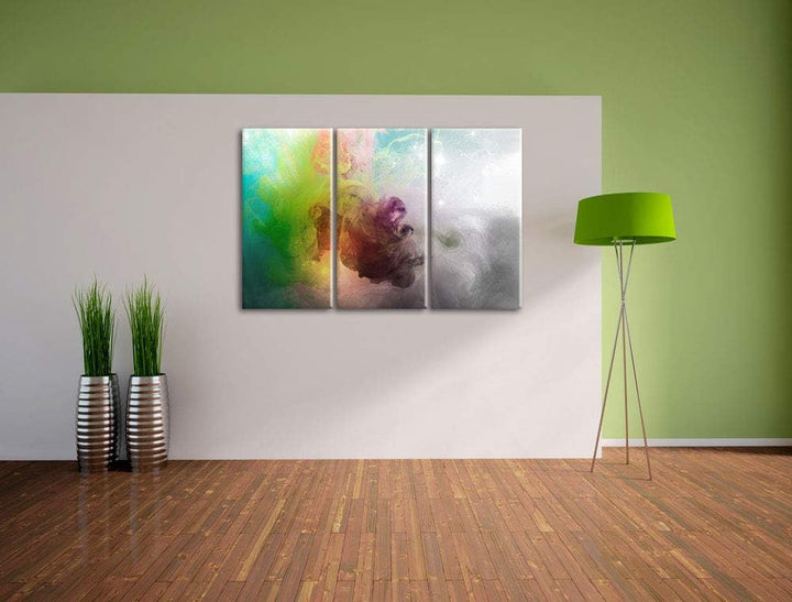 Pixxprint mystisch verfärbte Wirbel als Leinwandbild | Grösse: 3 Teilig (120x80) | Wandbild| Kunstdr