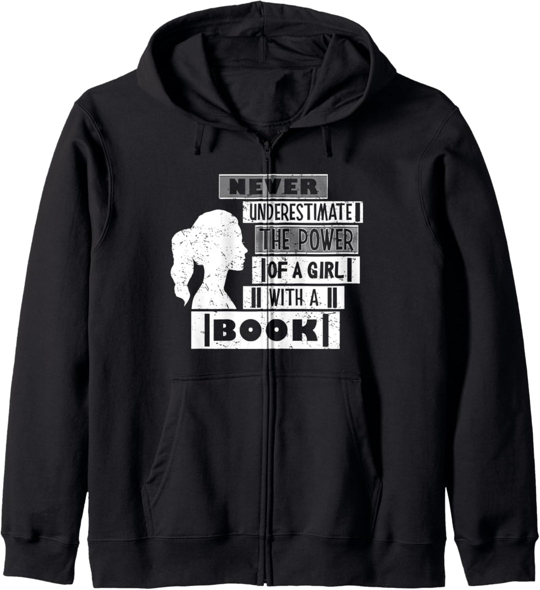 Never Underestimate Power of Girl With Book Feminist Cute Kapuzenjacke