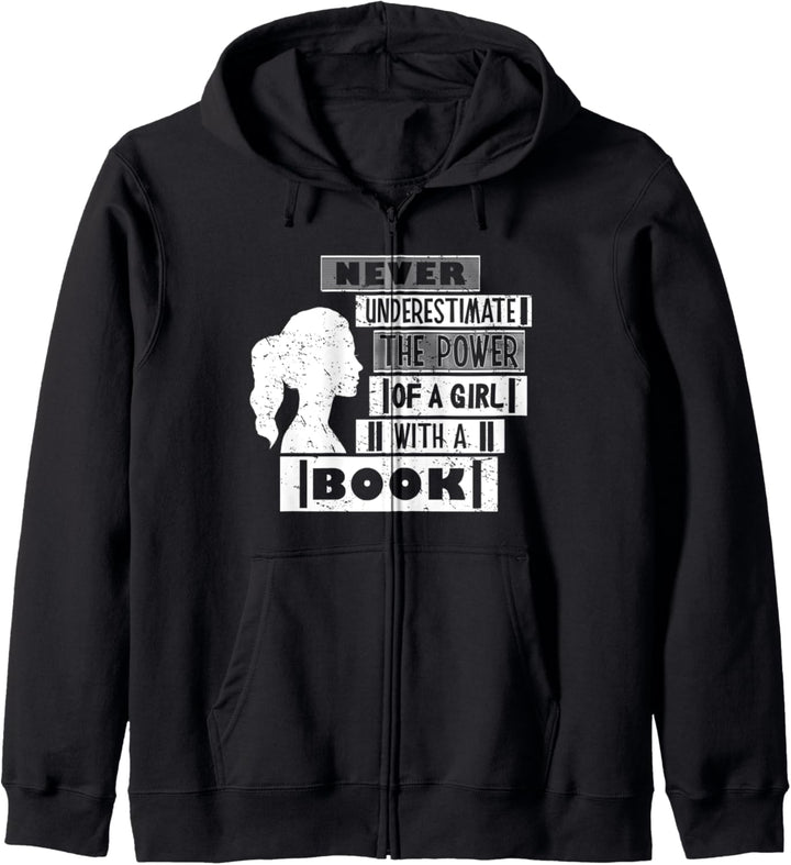 Never Underestimate Power of Girl With Book Feminist Cute Kapuzenjacke