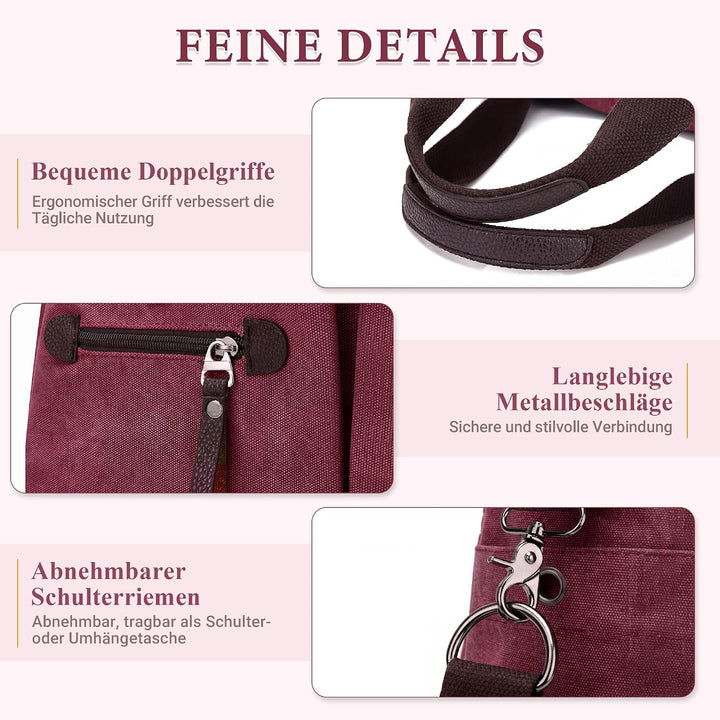 DIRRONA Mode Damen Canvas Handtasche Canvas Schultertasche Beiläufig Hobo Tasche Schule Einkaufen Tr