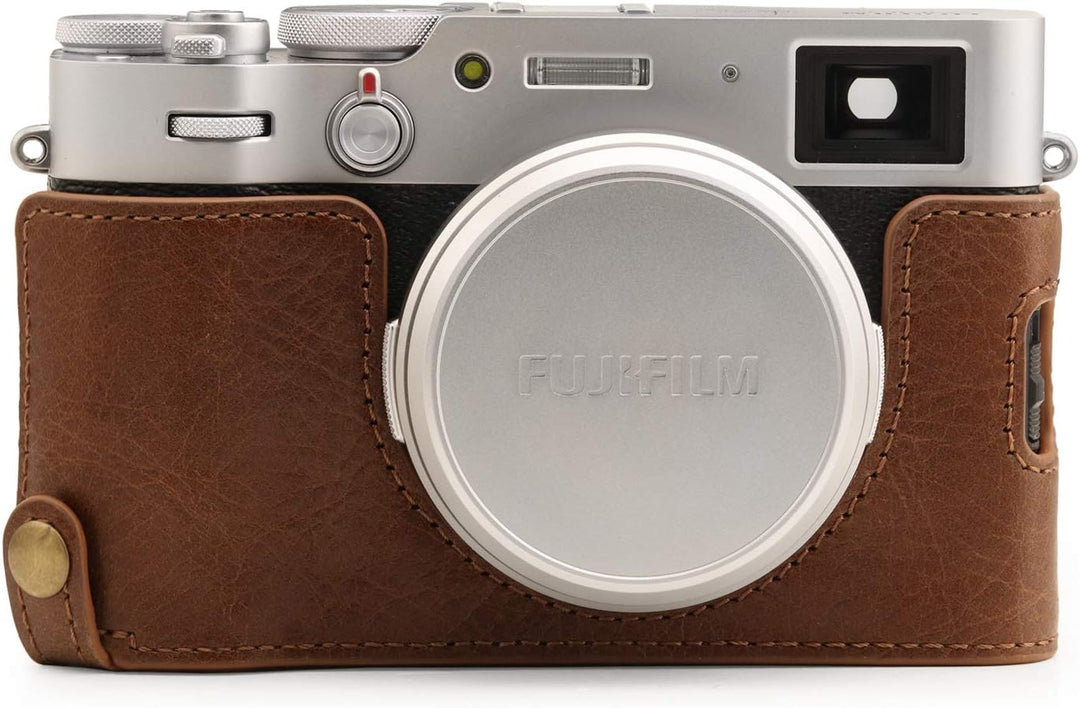 MegaGear MG1895 Ever Ready Kameratasche, Echtleder, kompatibel mit Fujifilm X100V, Braun, Braun