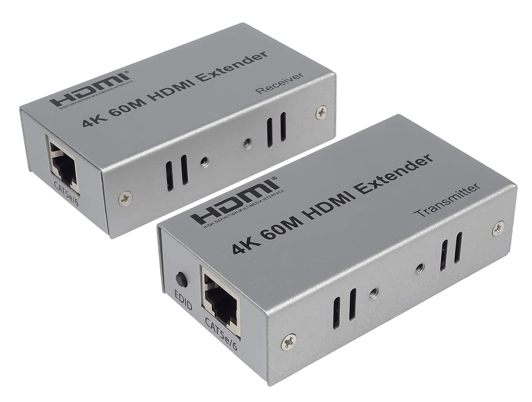 PremiumCord 4K HDMI Extender bis zu 60m über Patchkabel Cat5e / Cat6, LAN Kabel, Metallgehäuse, Komp