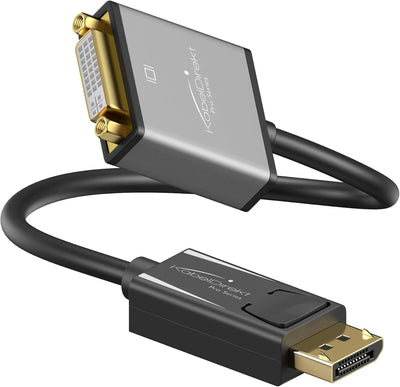 KabelDirekt - DisplayPort DP auf DVI Adapter - 0,15m - (maximale Auflösung 4K/30Hz) & Dual Link DVI,