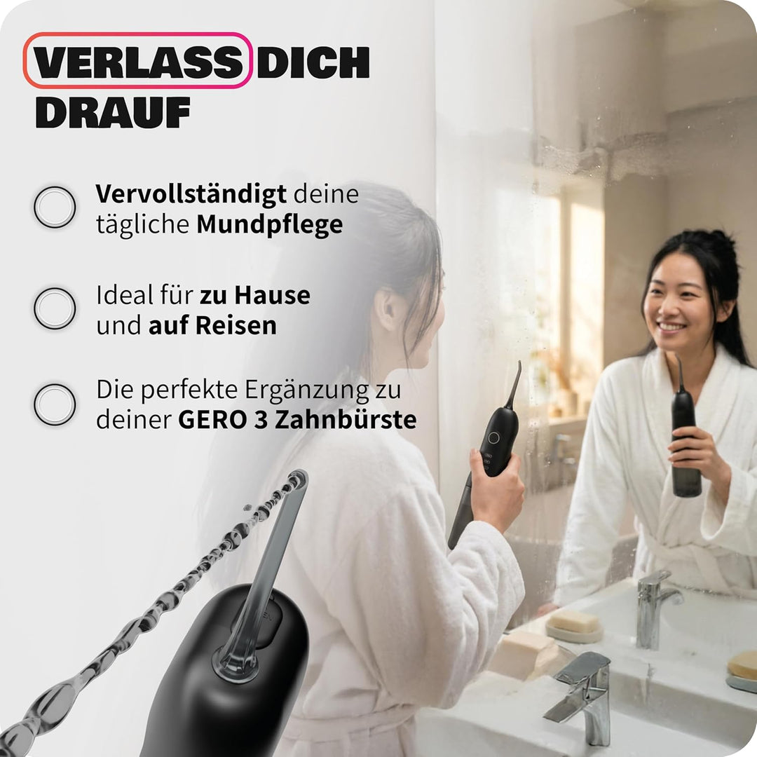 Zahnheld® Munddusche AQUADENT | Kabellos | Für unterwegs und zu Hause | Water Flosser | Fördert eine