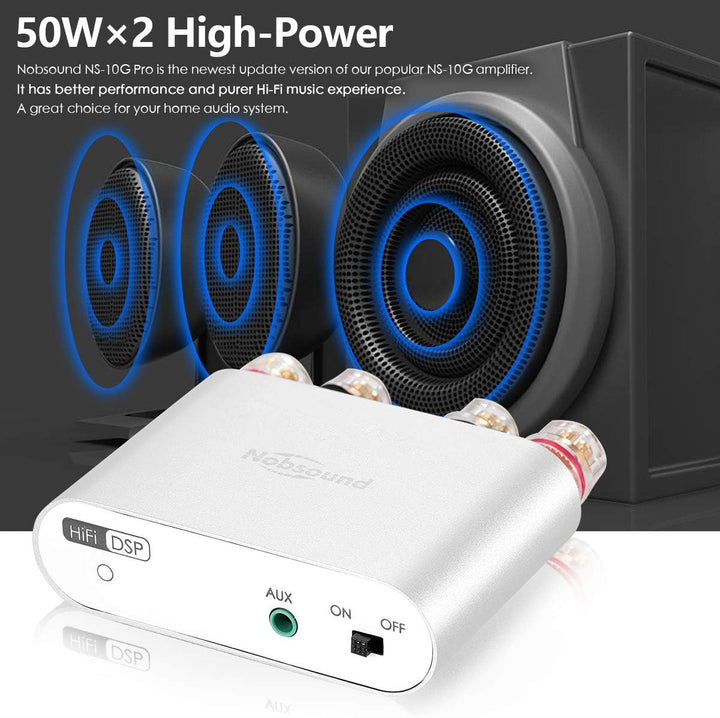 Nobsound NS-10G PRO Hi-Fi DSP 200W Digital Bluetooth 5.0 Verstärker, 2.0 Kanal Stereo Power Audio Am