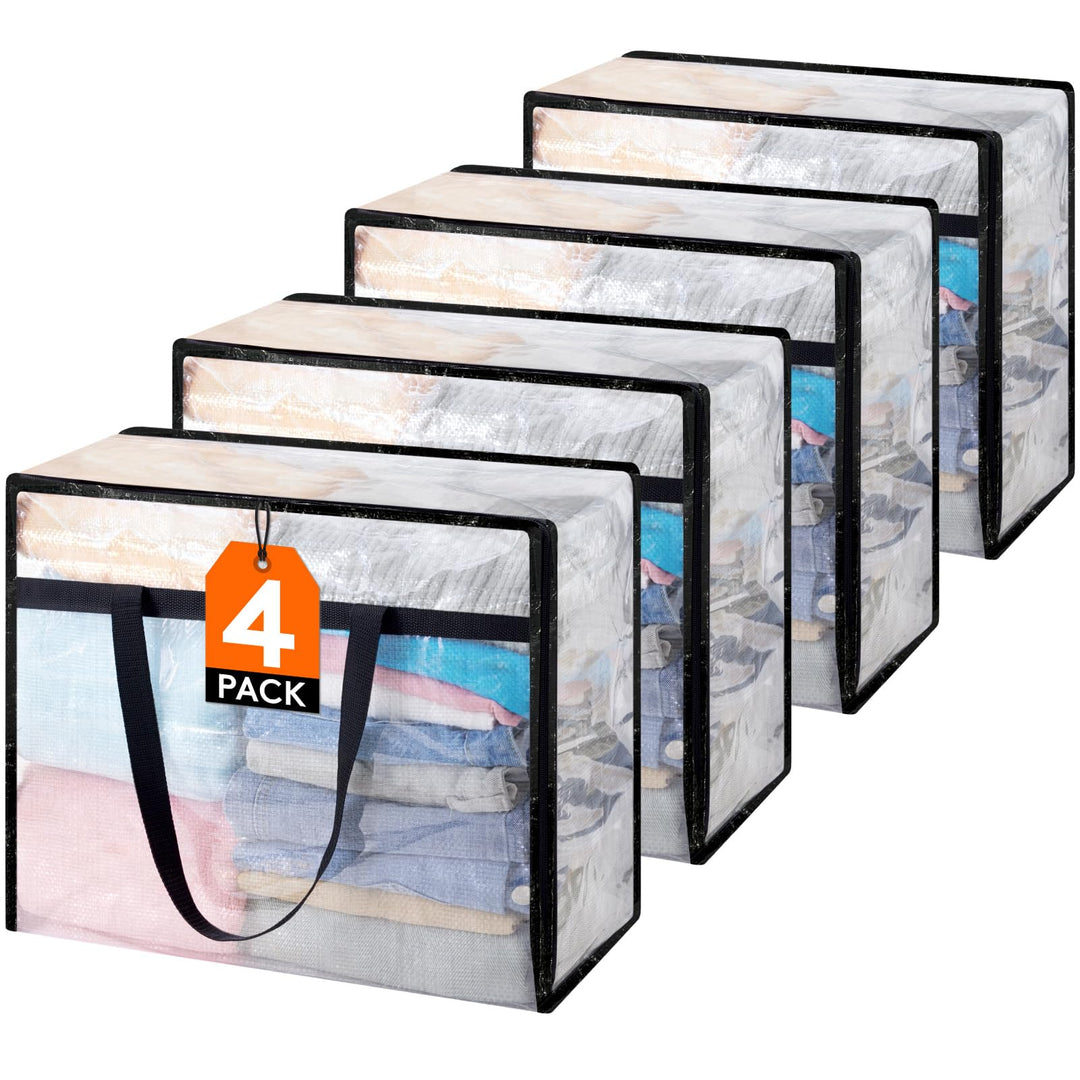 Lifewit 4er-Pack Klare Kleideraufbewahrungstaschen, 40L Bettdecken-Aufbewahrungsbeutel mit Reissvers