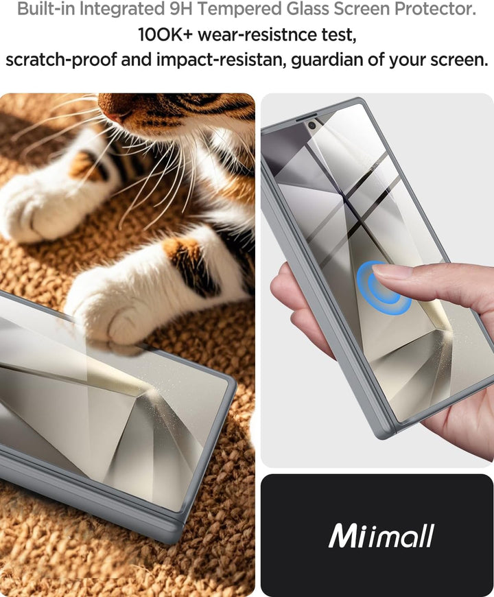 Miimall Kompatibel mit Samsung Galaxy Z Fold 6 Hülle mit S-Pen Slot+Scharnierschutz, HD Displayschut