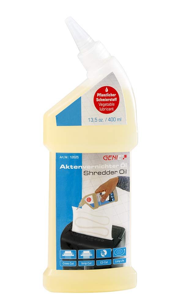 GENIE Aktenvernichter Öl (400 ml), zum Reinigen und Schmieren &amp; Pflegekit (Ölpapier für Aktenvernich