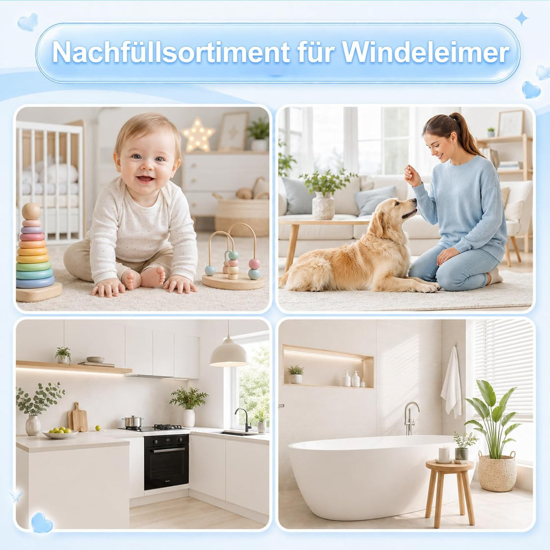 9 Stück Windeleimer Nachfüllkassetten,Hervorragende Abdichtung und Zähigkeit,Geruchsdicht, Kompatibe