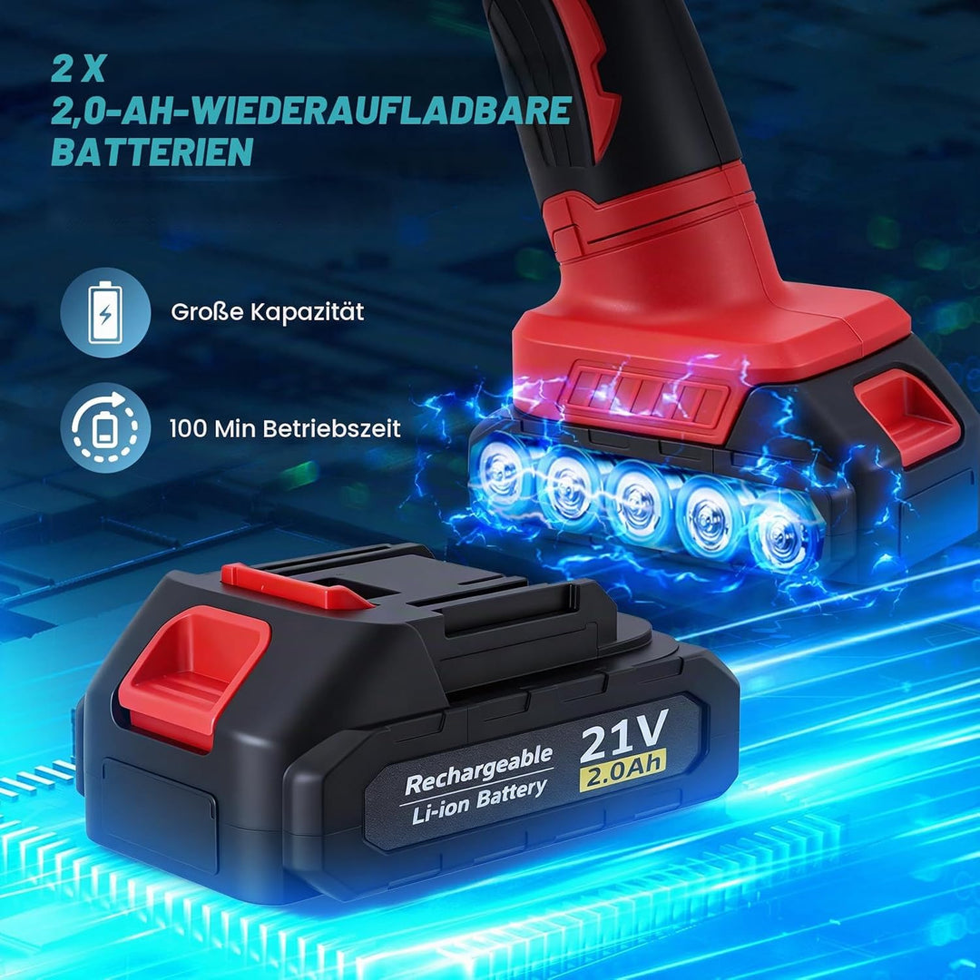 Akku Poliermaschine für Auto, 21V Polishing Machine, 8 Variable Geschwindigkeit - 2800-5500 RPM, mit