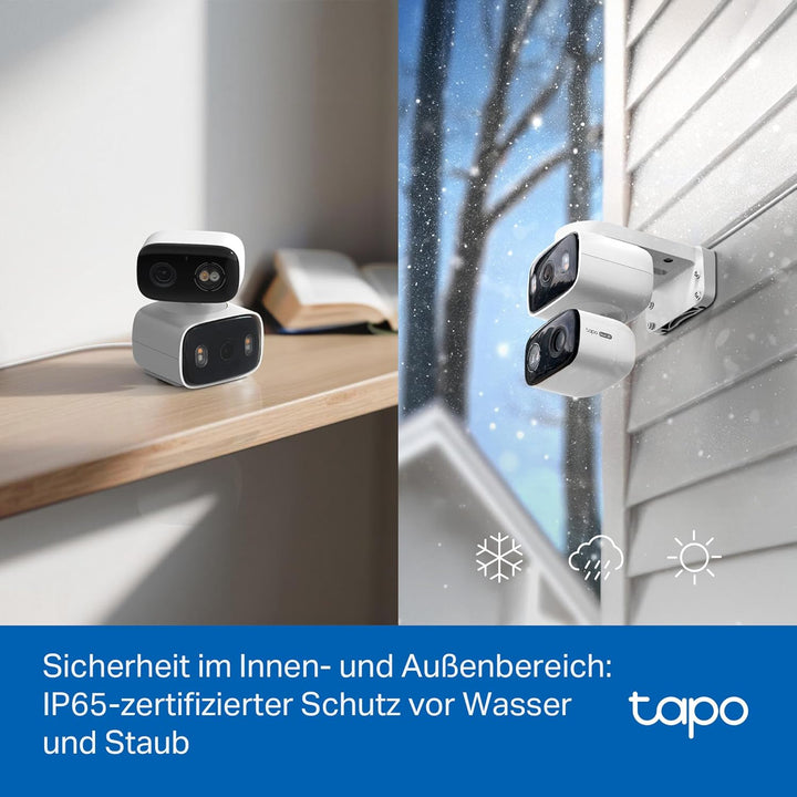 Tapo C246D WLAN Überwachungskamera Aussen mit 2K Dual-Objektiv, 125° Weitwinkel & 6mm Teleobjektiv,