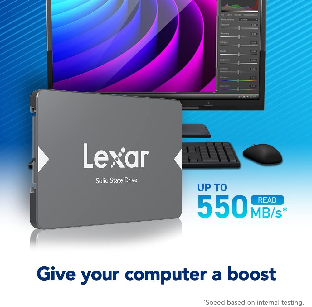 Lexar NS100 2,5" SATA III (6Gb/s) Interne SSD 128GB, Solid-State-Laufwerk, Bis zu 520 MB/s Lesen, fü