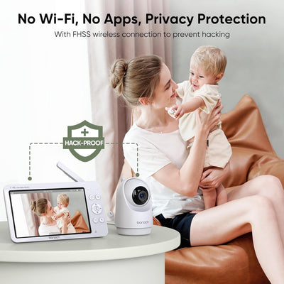 bonoch 7 Zoll Babyphone mit Kamera, 720P HD 6000mAh Akku Video Babyphon, Nachtsicht,beidseitige Audi