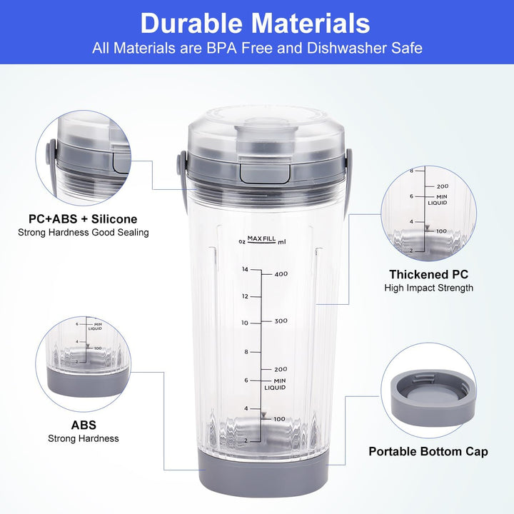Ersatz-Mixerbecher mit Deckel für Ninja Blast Portable Blender BC100 & BC151 Serie: 510.3 g Blender