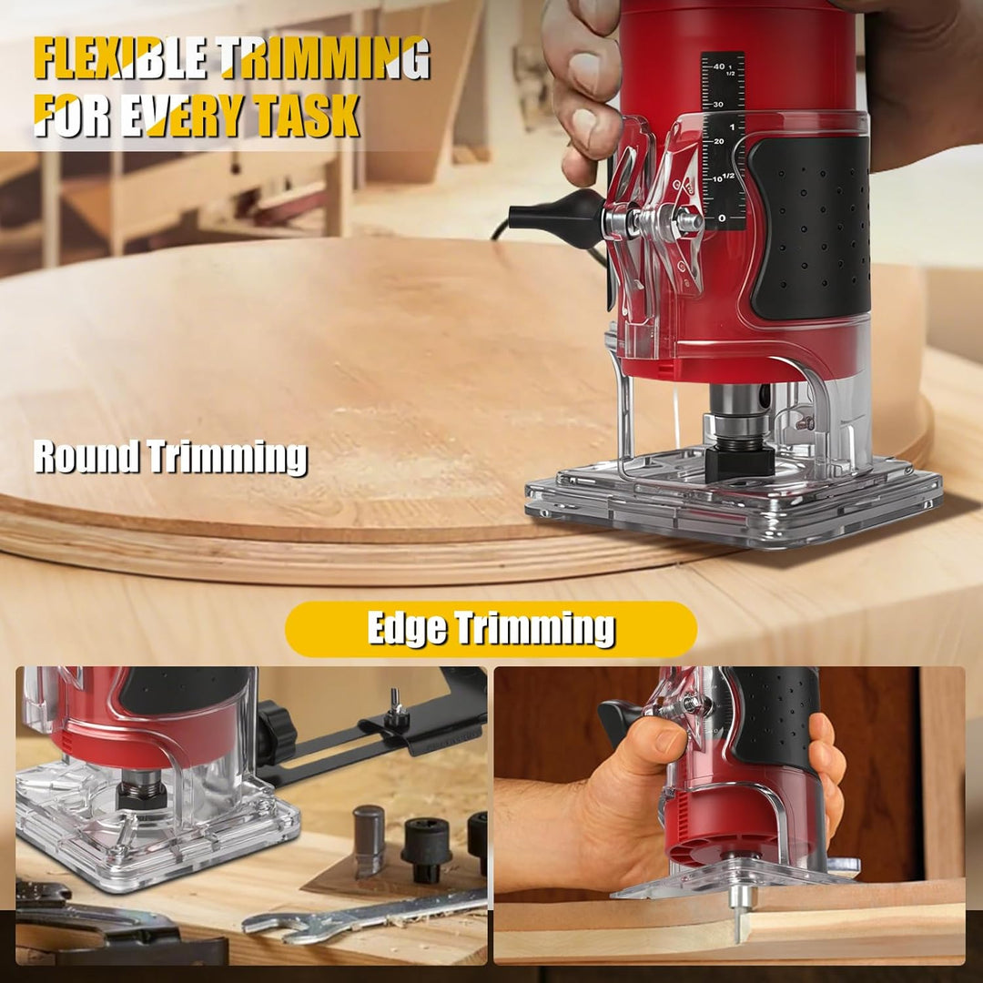 Akku Oberfräse kompatibel mit Milwaukee 18V-Akku (ohne Akku), 800 W bürstenloser Holztrimmer mit 100