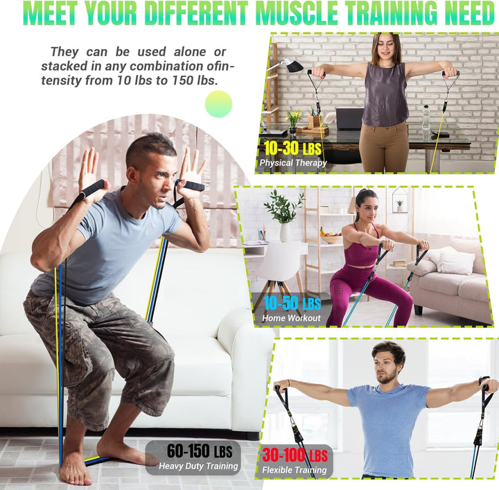 Resistance Bands Widerstandsbänder Set, 5 Fitnessbänder Expander Tube Bands, Fitnessband mit Grossem