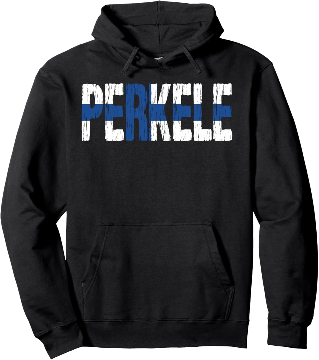 Perkele Finnish Flag Finland Suomi Distressed Gift Pullover Hoodie
