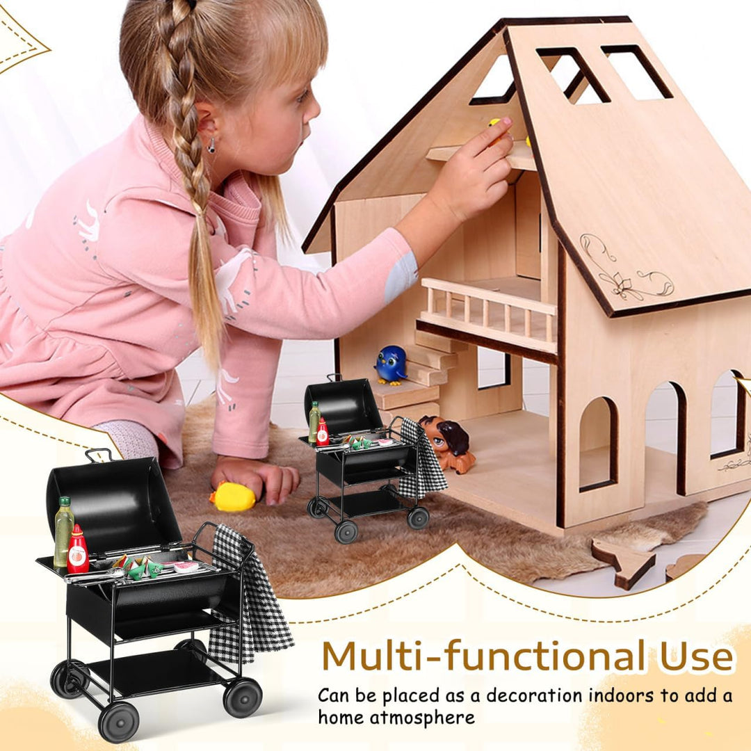 TOYANDONA Miniatur-grillset für Puppenhäuser: Modell Eines Grillofens im Massstab 1:12, Realistische