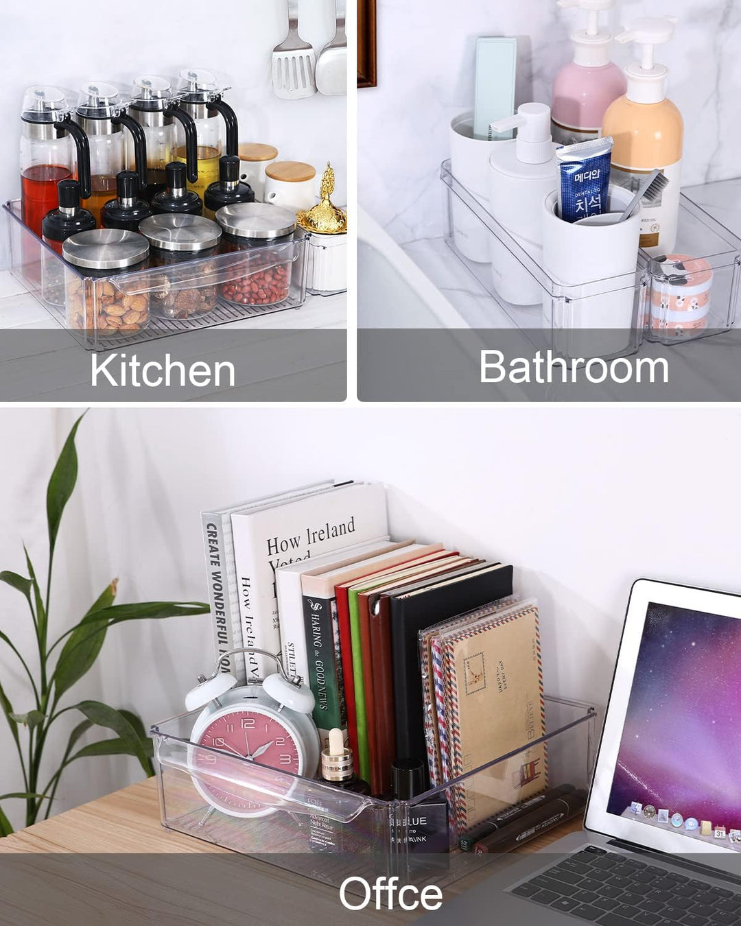 JOSPL Kühlschrank Organizer 10er Set,Durchsichtig Stapelbare Aufbewahrungsbox Organizer Set kleine K