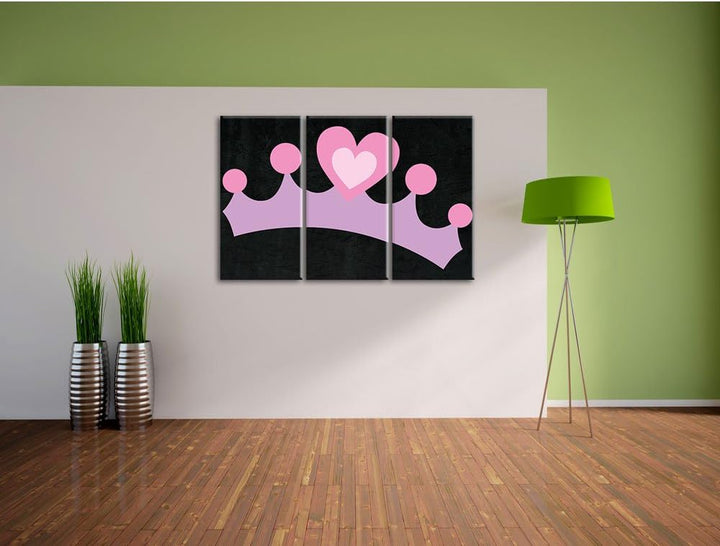 Pixxprint Hübsche Krone als Leinwandbild/Grösse: 3 Teilig (120x80) cm/Wandbild/Kunstdruck/fertig bes