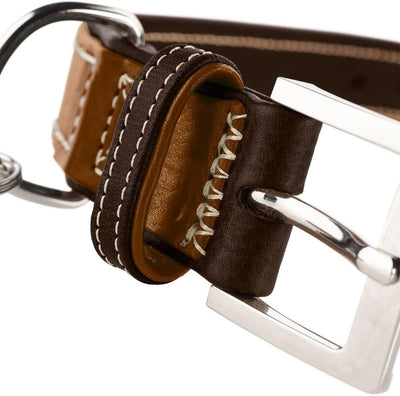 HUNTER TARA Hundehalsband, Leder, Juchtenleder, belastbar, witterungsbeständig, 50 (S-M), cognac/dun