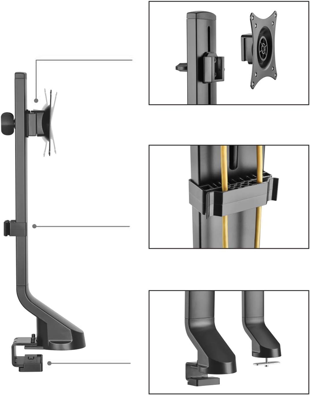 Maclean MC-853 1-Fach Monitorhalterung Tischhalterung mit Computertisch Halterung 17 bis 32" VESA 75