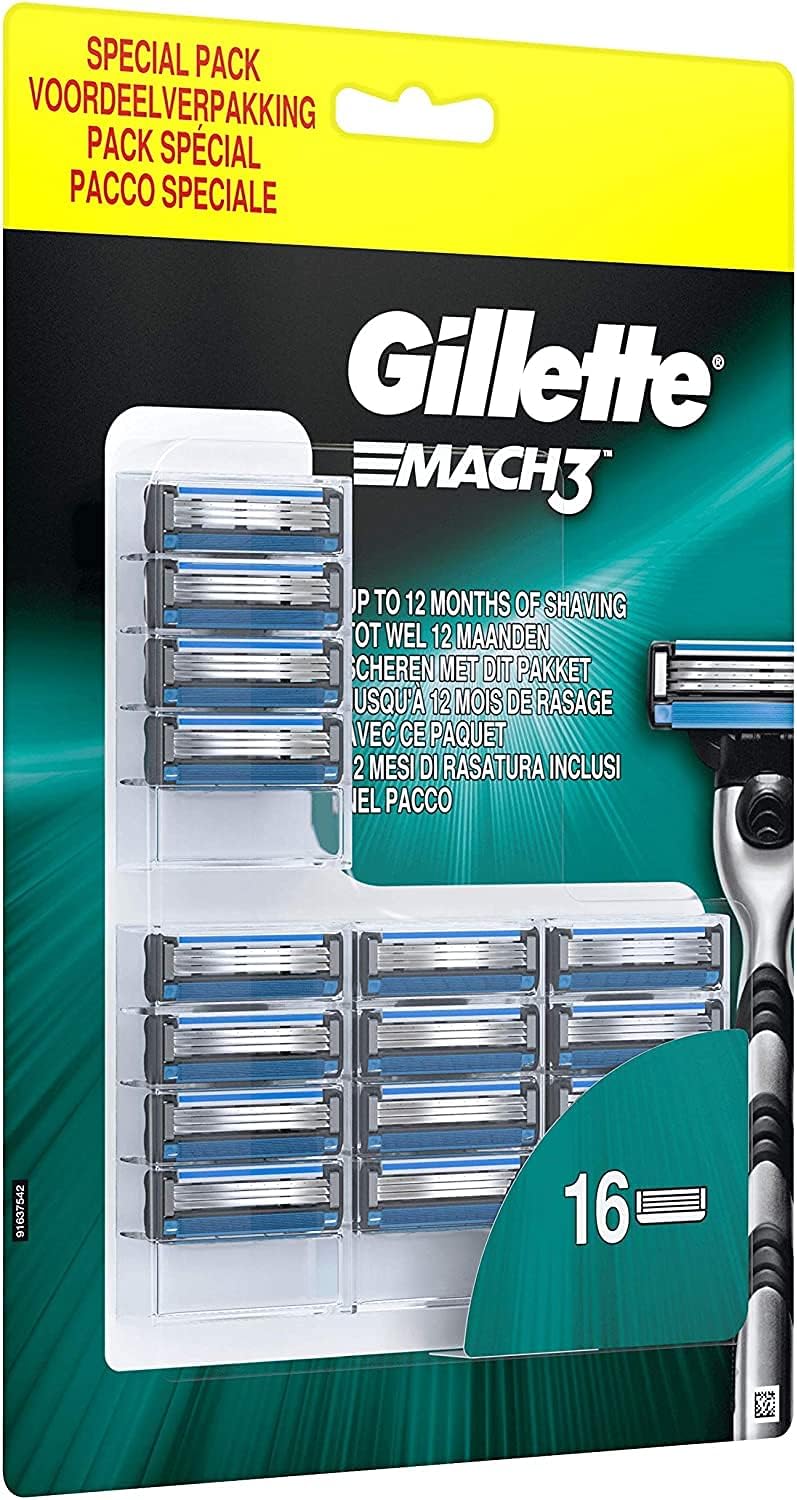 Gilette Mach3 Razor For Men + Ersatzklingen, 16 Stück