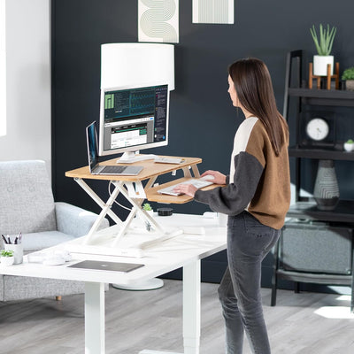 VIVO 81,3 cm (32 Zoll) Schreibtischkonverter, K-Serie, höhenverstellbare Sitz-zu-Steherhöhung, Dual-