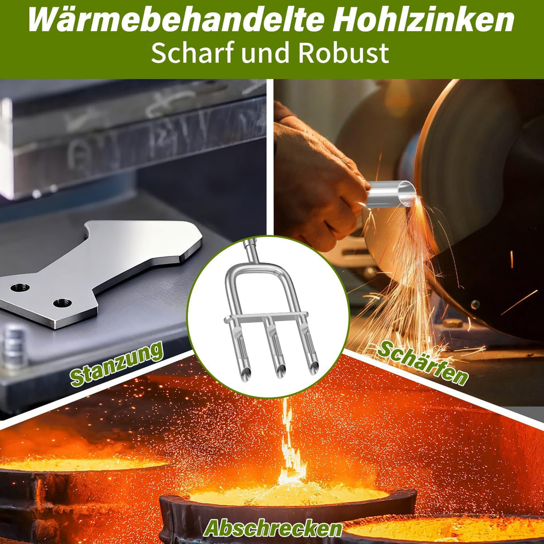 Aerifizierer für Rasen, 2-in-1 Rasenspecht mit 3 Hohlspoo, Edelstahl T-Griff-Rasenlüfter für verdich