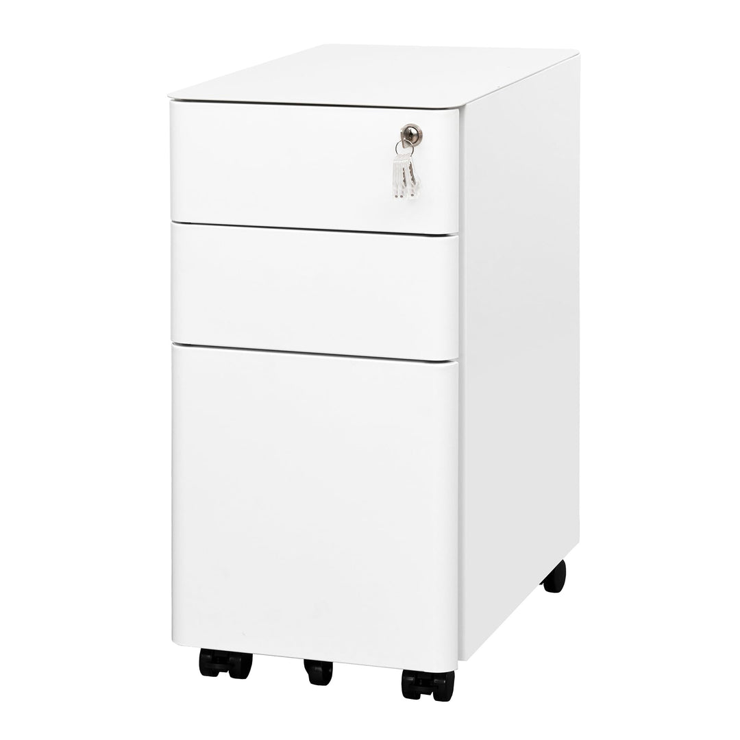 LVSTEEL Rollcontainer, Aktenschrank, Schubladenschrank, Büroschrank aus Metall, Vormontiert, Abschli