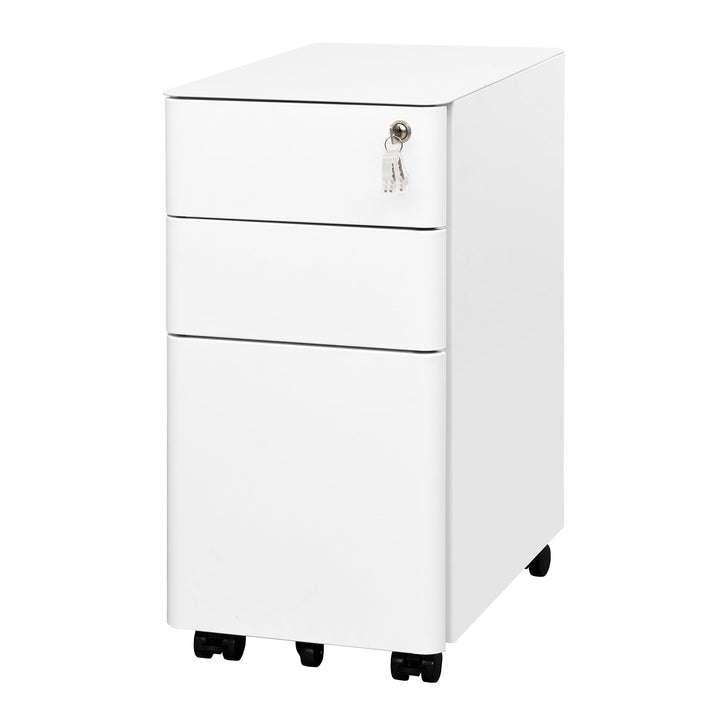 LVSTEEL Rollcontainer, Aktenschrank, Schubladenschrank, Büroschrank aus Metall, Vormontiert, Abschli