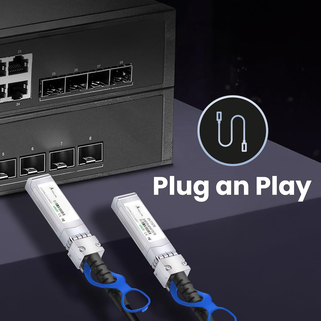 EXTRALINK DAC SFP28 Kabel 1m – Passives Twinax Kabel 25Gbit, SFP28 zu SFP28, MSA kompatibel, für Ubi