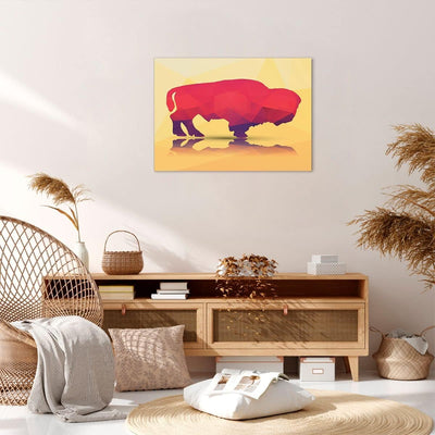 Bilder auf Leinwand Bison Illustration Bunt Grafik Leinwandbild 70x50cm Wandbilder Dekoration Wohnzi