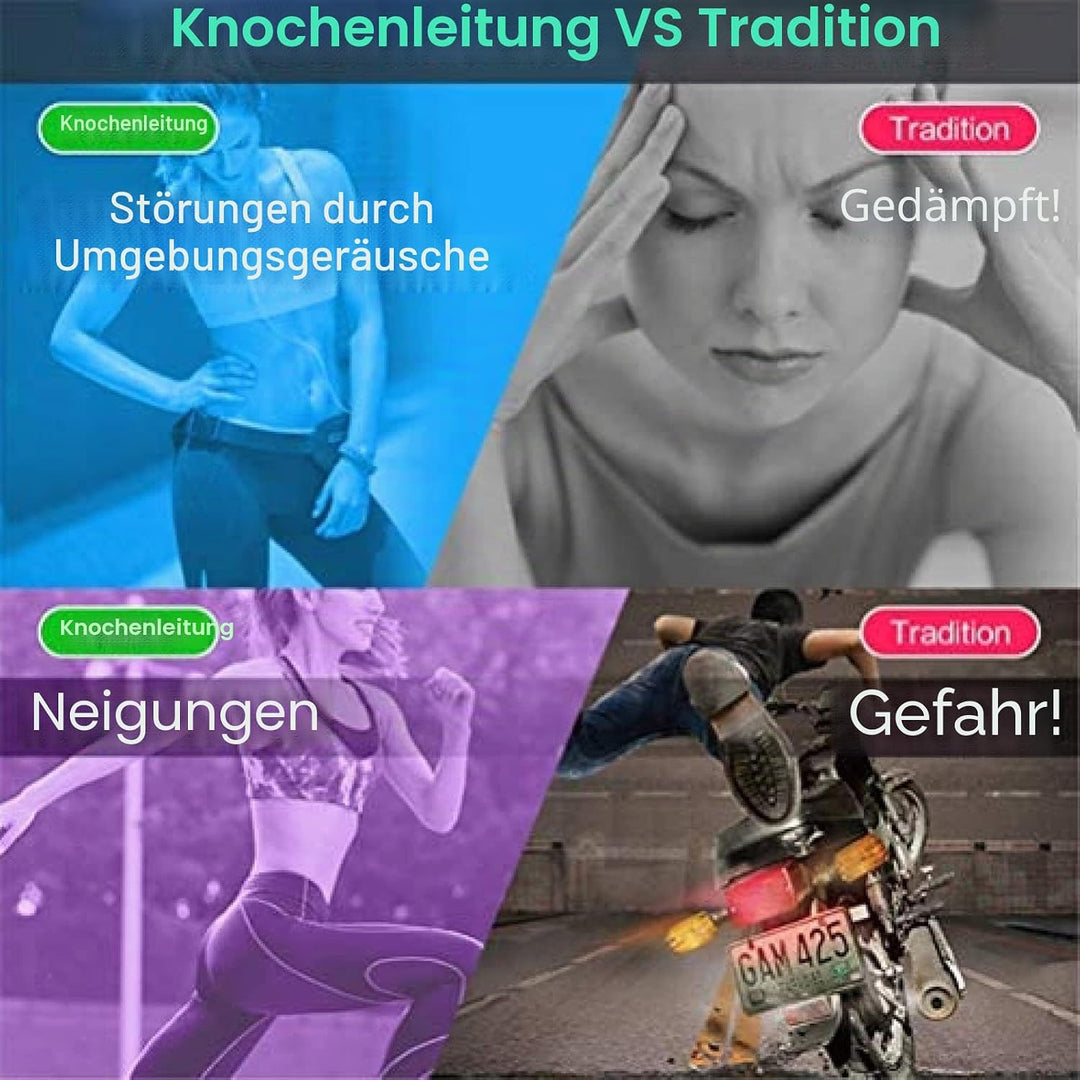 Knochenleitungs-Kopfhörer, Kopfhörer mit Kabel, 3,5 mm wasserdicht, Geräuschunterdrückung, Freisprec