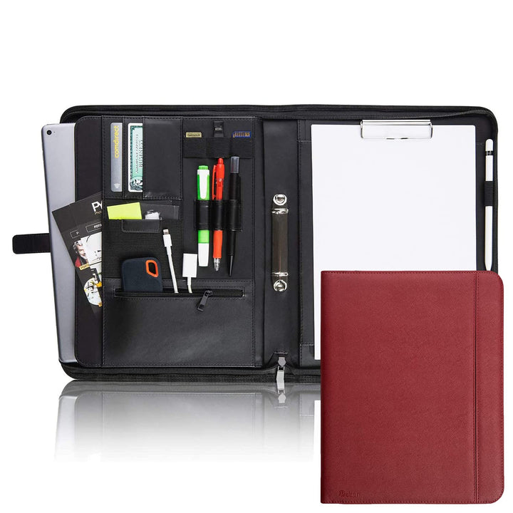 Vebon® Schreibmappe Ringbuch A4"Paris" I Reissverschluss + Klemmbrett I Konferenzmappe + Laptoptasch