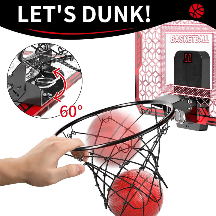 Mini-Basketballkorb für Tür mit elektronischer Anzeigetafel, 7-Farben-LED-Backboard &amp; Fernbedienung,