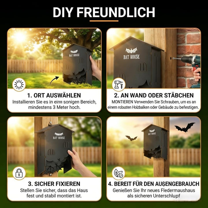 Fledermauskasten aus Holz mit 3-Kammer-System für bessere Ansiedlung, DIY-Bausatz, einfach zu montie