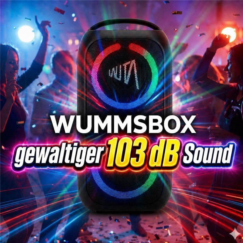 TechniSat LAUTA WUMMSBOX - Tragbarer Premium Bluetooth Lautsprecher mit LED-Lichteffekten (Bass Boos