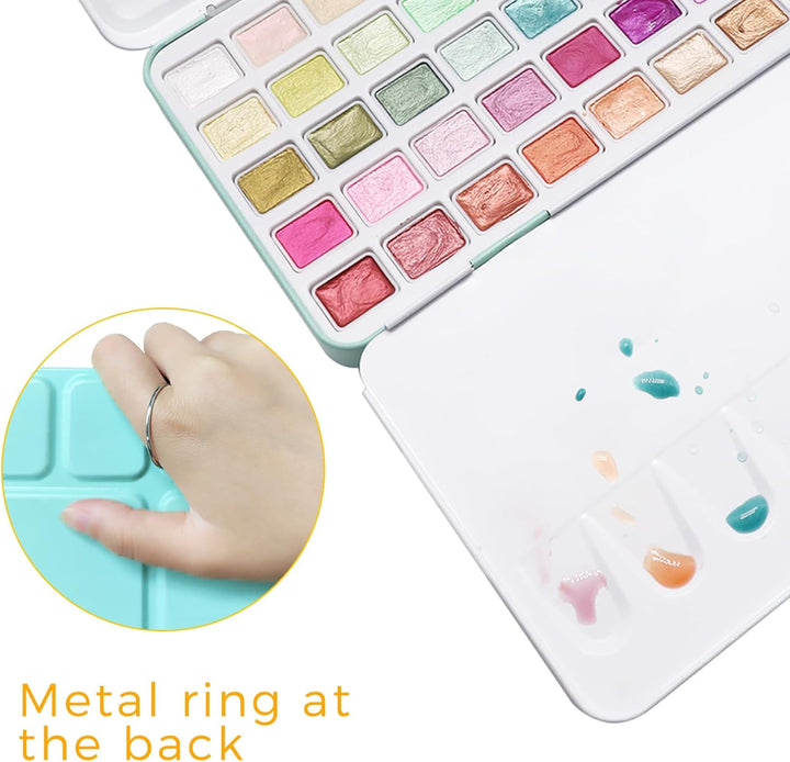 Artecho Aquarellfarben Set 50 Metallic Farben, Aquarell für Reisen, Wasserfarben für Künstler und Ho