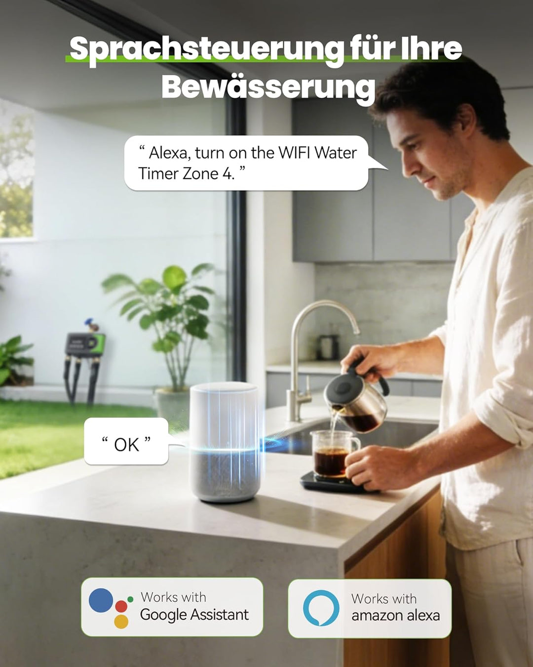 RAINPOINT Bewässerungscomputer Wlan 4 Ausgänge, APP-gesteuertes Automatisches Bewässerungssystem mit