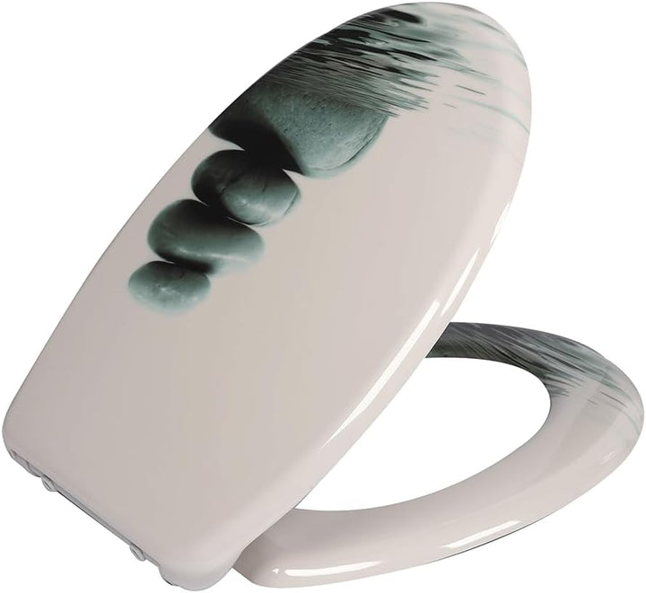 Duroplast-Toilettensitz, O-förmiger Toilettendeckel mit Soft-Close-Mechanismus, Edelstahlscharnier,